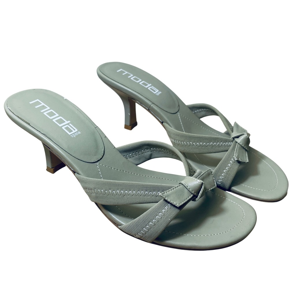 Moda Spana Brandi Bone Kitten Heel Sandals Knot Detail Size 7M